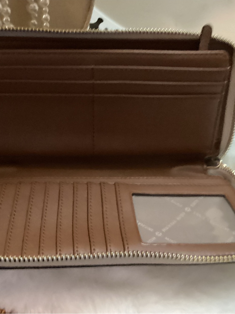 Michael Kors Cream Signature Zip Wristlet Wallet with Gold Hardware - Picture 7 of 7